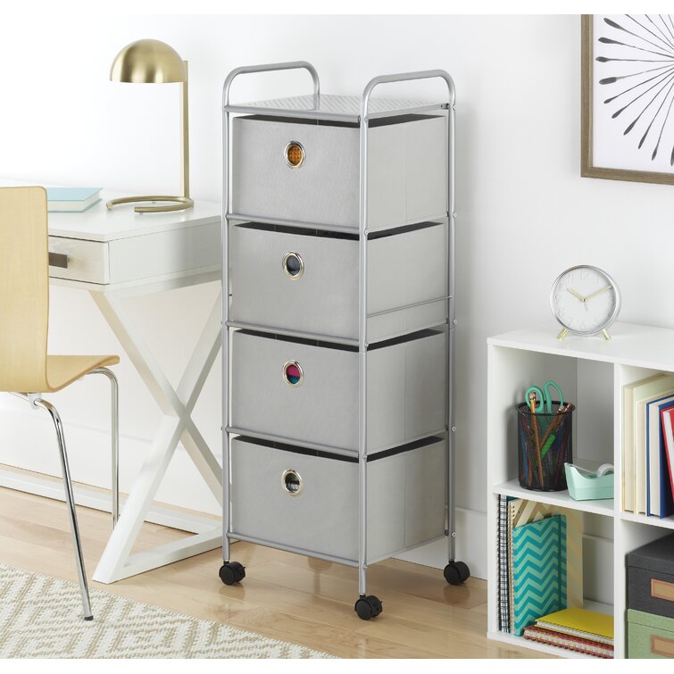 Rolling cart outlet with fabric drawers